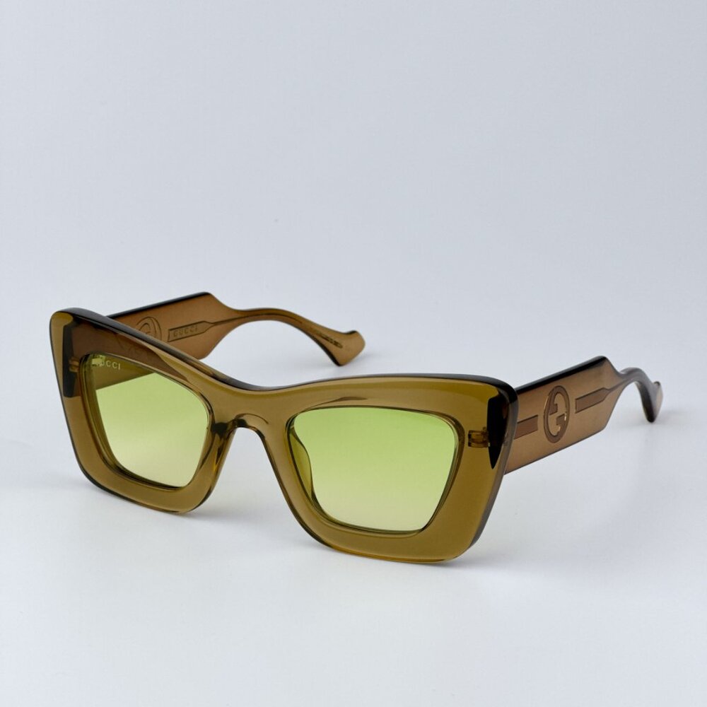 Gucci Women BRAND NEW Sunglasses Brown Crystal Green Gradient Butterfly GG1552S - Picture 6 of 10